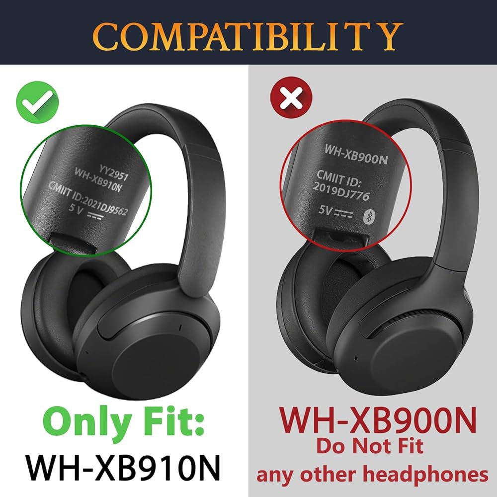 소니 WH-XB910 XB910N 엑스트라 베이스 노이즈 캔슬링 헤드폰, WHXB910N 무선 헤드셋, 소음 차단 폼이 장착된 이어 패드 교체용 소울윗 쿨링 젤 이어패드 - 블랙 - 상세 이미지 2