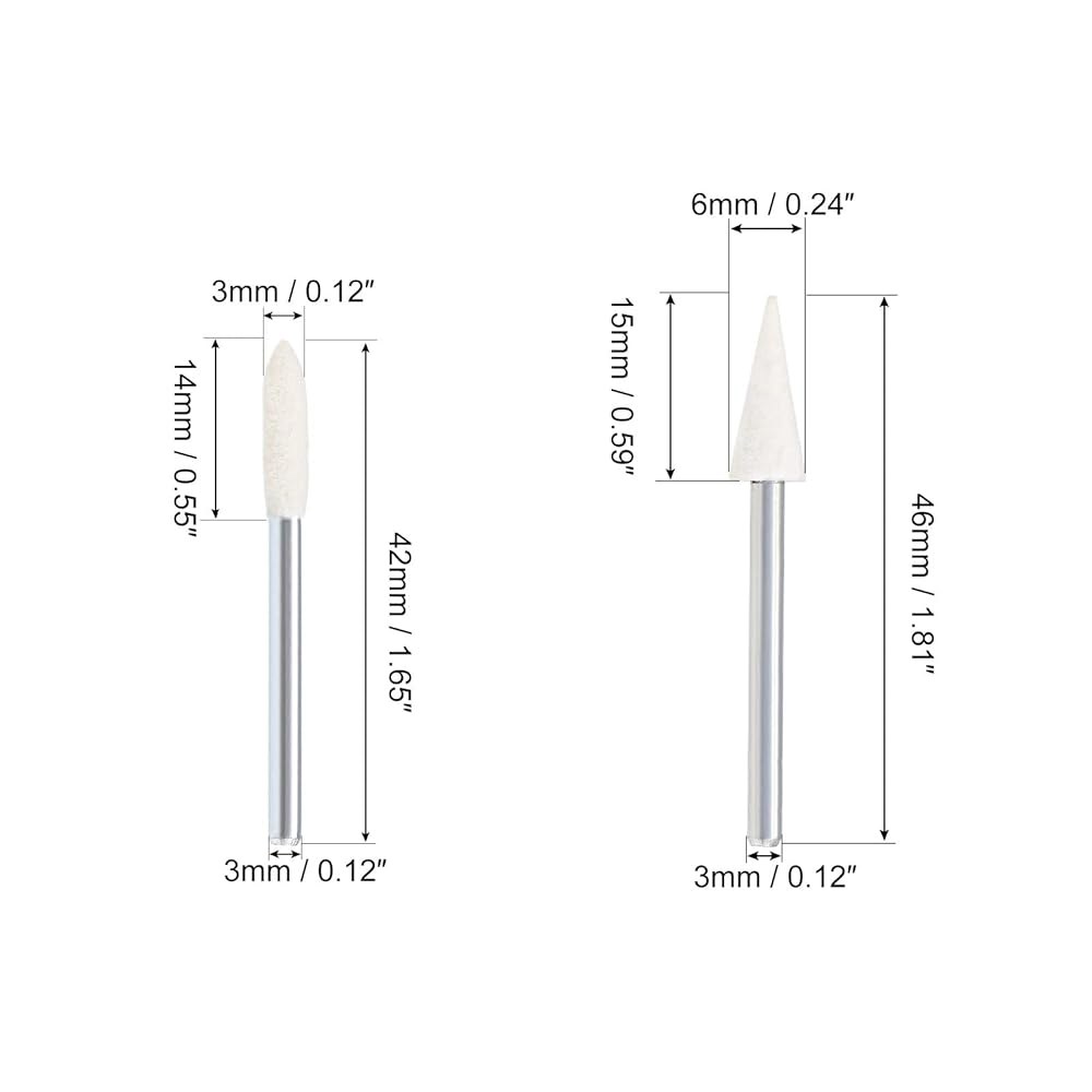 uxcell 울 펠트 장착 포인트 24개 3mm 테이퍼 및 12개 6mm 원뿔형 연마 버핑 - 상세 이미지 2