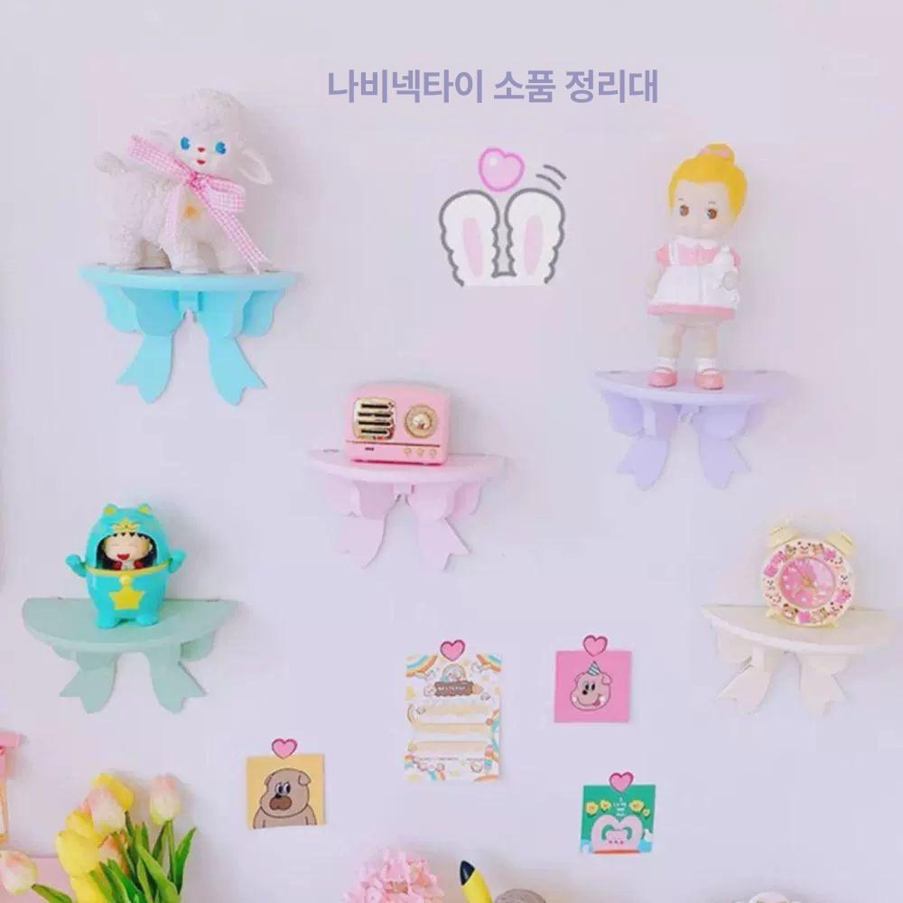 파스텔 스몰 리본 벽선반 인테리어벽걸이선반 핑크 블루 + 소형 20x10x13cm - 상세 이미지 3