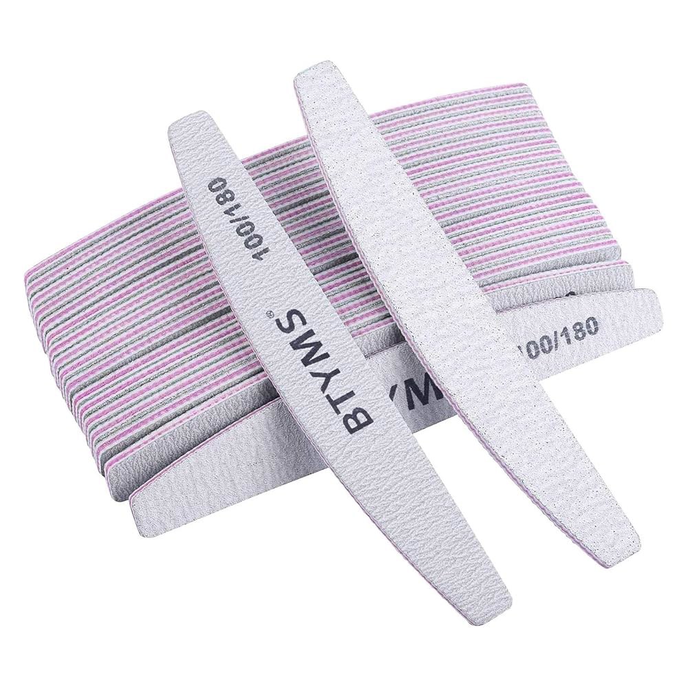 아크릴, 젤, 내추럴 네일용 BTYMS 25Pcs 100/180 그릿 네일 파일 및 버퍼 전문 양면 에머리 보드 4 25 Count (100/180 Grit) - 상품 이미지