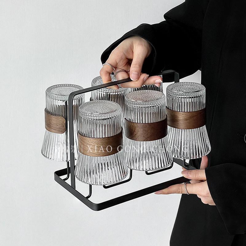 북유럽 아이스아메리카노잔 플랫화이트 우드링 300ml - 상품 이미지