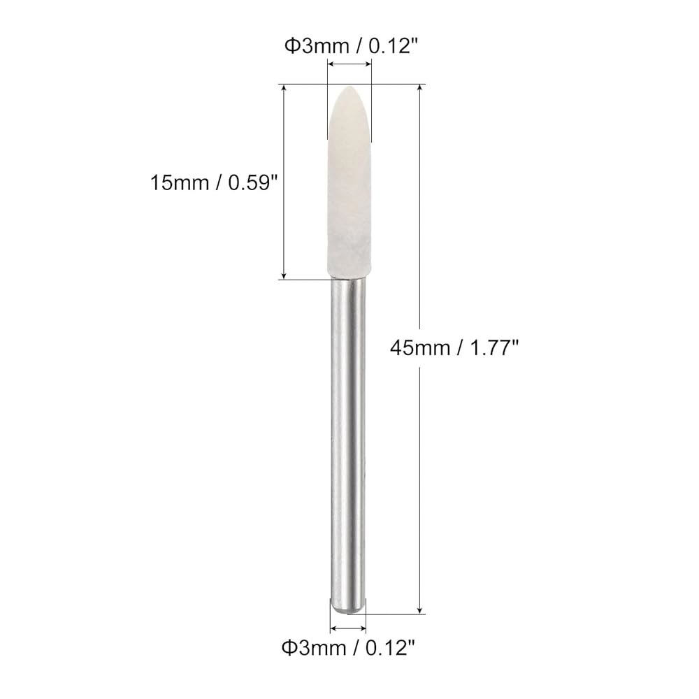 uxcell 3mm 울 펠트 장착 포인트 테이퍼 연마 비트 버 버퍼링 휠, 1/8인치 섕크 20개 포함 4mm 10 - 상세 이미지 2