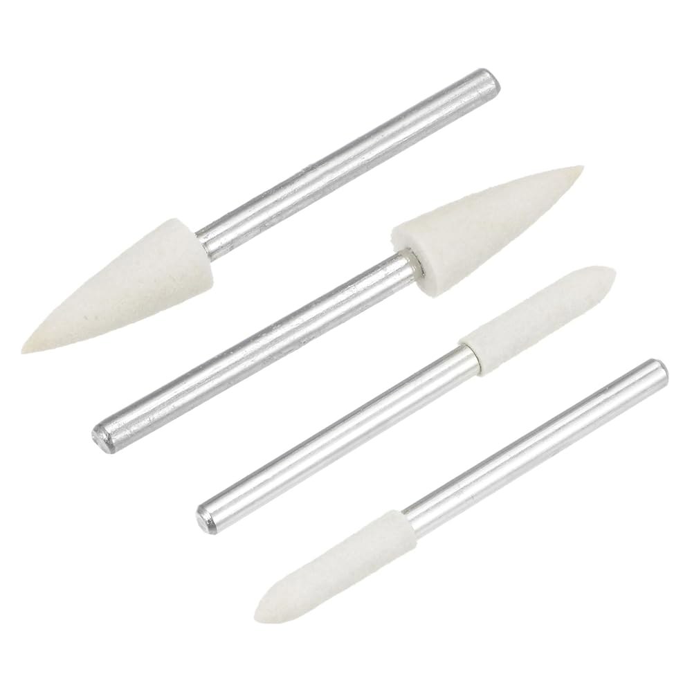 uxcell 3mm 6mm 울 펠트 장착 포인트 테이퍼드 원뿔형 연마 비트 버프 휠, 1/8인치 섕크 48개 포함 - 상세 이미지 3