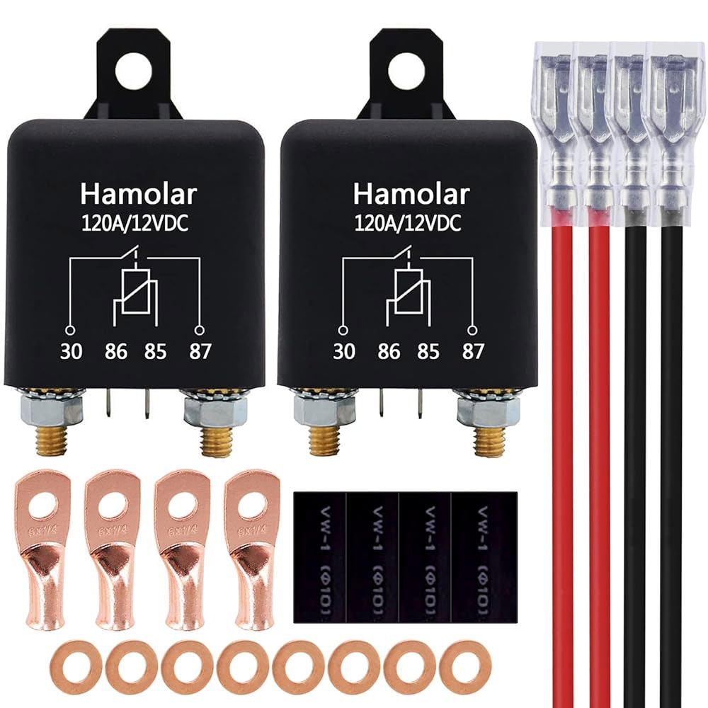 트럭 보트 마린용 하몰라 2팩 12V DC 120A 스타터 릴레이 스위치 자동차 헤비 듀티 스플릿 충전 연속 4 터미널 SPST 120A - 상품 이미지