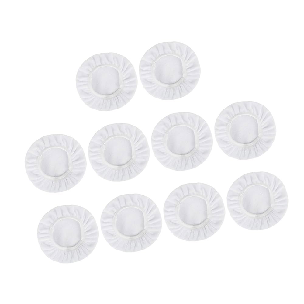 ABSOPRO 10pcs 9-10인치 흰색 소프트 미크로파이버 자동차 왁스 연마 보닛 완충 패드 세척 가능 커버 폴리셔 도구 9 10 아이템 교체 - 상품 이미지