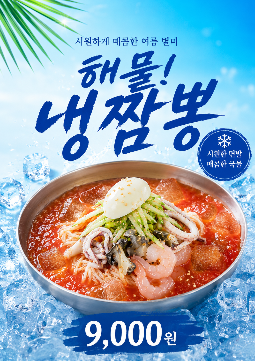 해물냉짬뽕 포스터 제작 여름 메뉴 인쇄 디자인 식당 C 반광택 인화지 235g A3 - 상세 이미지 2