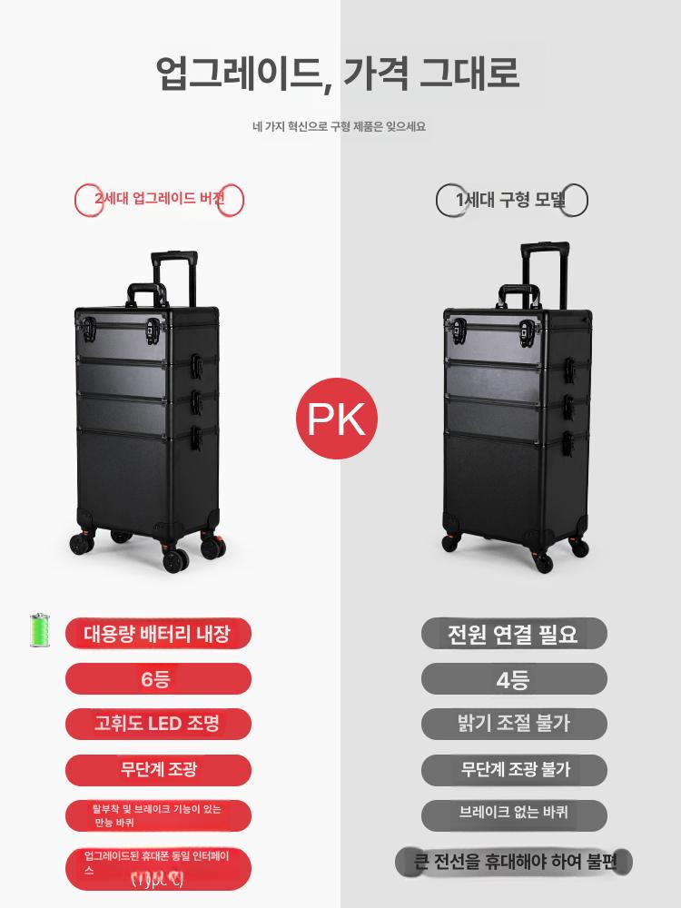 전문가용 메이크업 캐리어 트롤리 조명 박스 수납 거울 20인치 2칸 - 상세 이미지 3