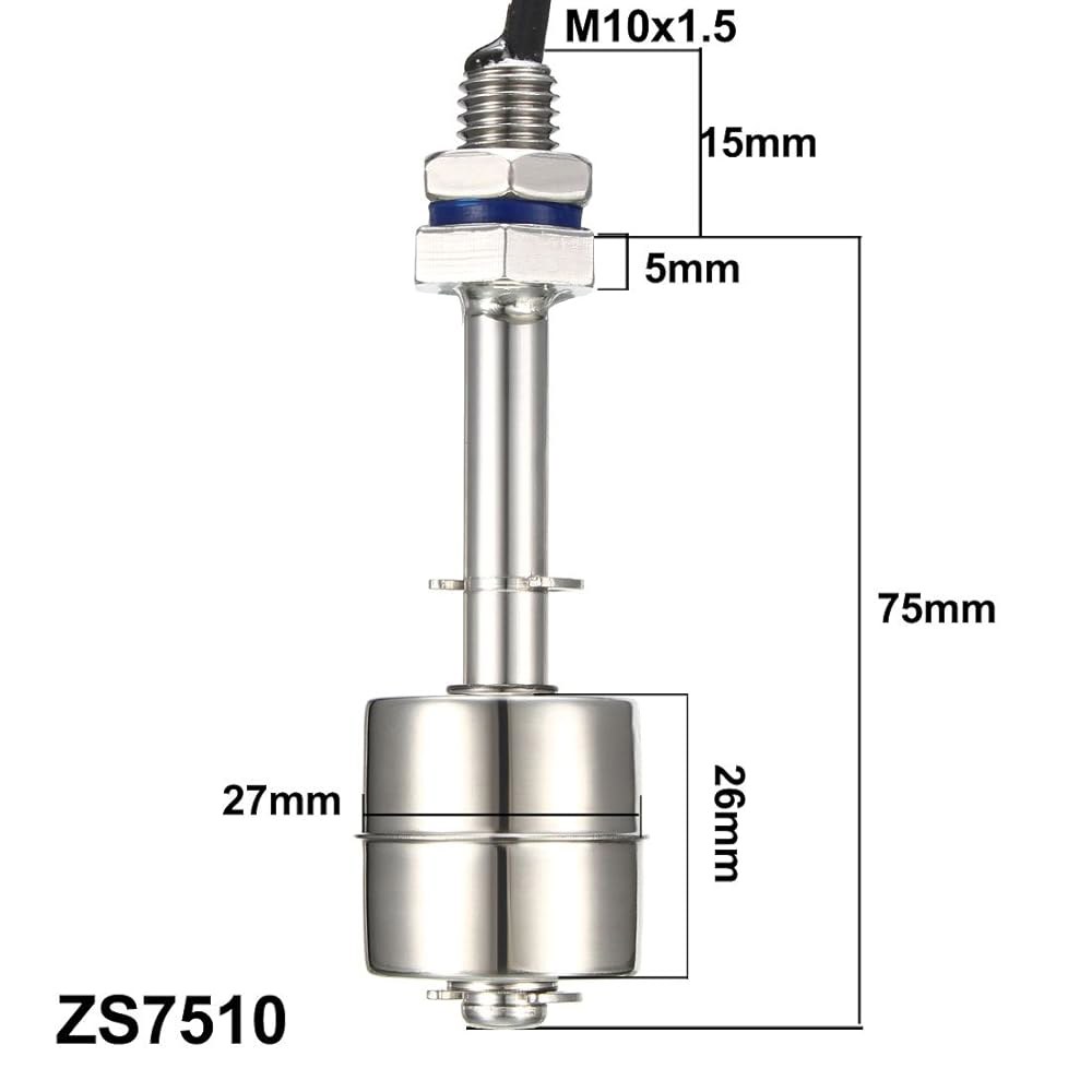 물 펌프 탱크 수영장 정원 연못용 uxcell 스테인리스 스틸 플로트 스위치 액체 수위 센서 M11 90mm 길이 - 상세 이미지 2