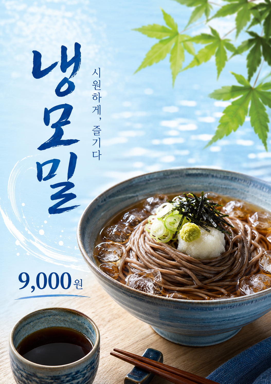 냉모밀 포스터 제작 여름 메뉴 인쇄 디자인 식당 C 반광택 인화지 235g A3 - 상세 이미지 2