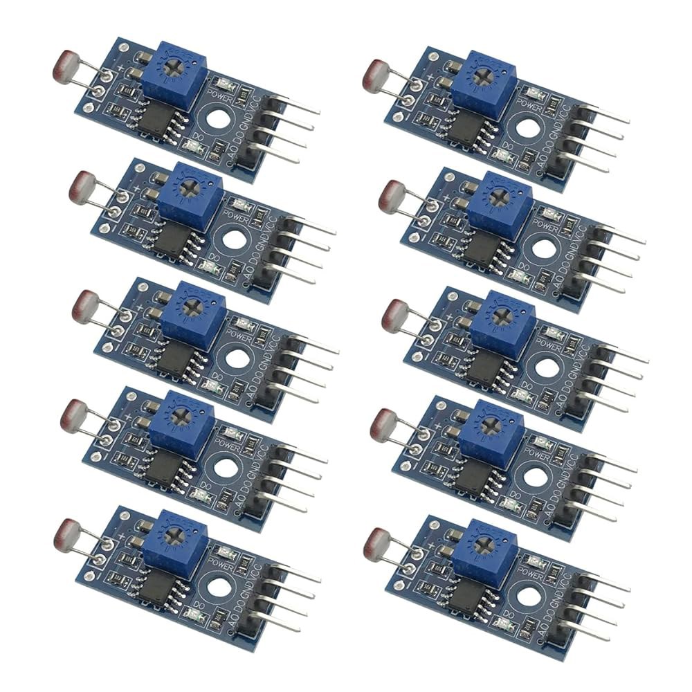 VKLSVAN 10PCS 감광 센서 모듈 디지털 광 강도 감지 다이오드 포토레지스트 4핀 DC 3.3-5V LM393 비교기 10 - 상품 이미지