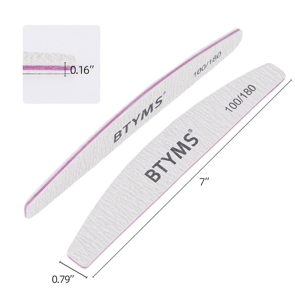 아크릴, 젤, 내추럴 네일용 BTYMS 25Pcs 100/180 그릿 네일 파일 및 버퍼 전문 양면 에머리 보드 4 25 Count (100/180 Grit) - 상세 이미지 2