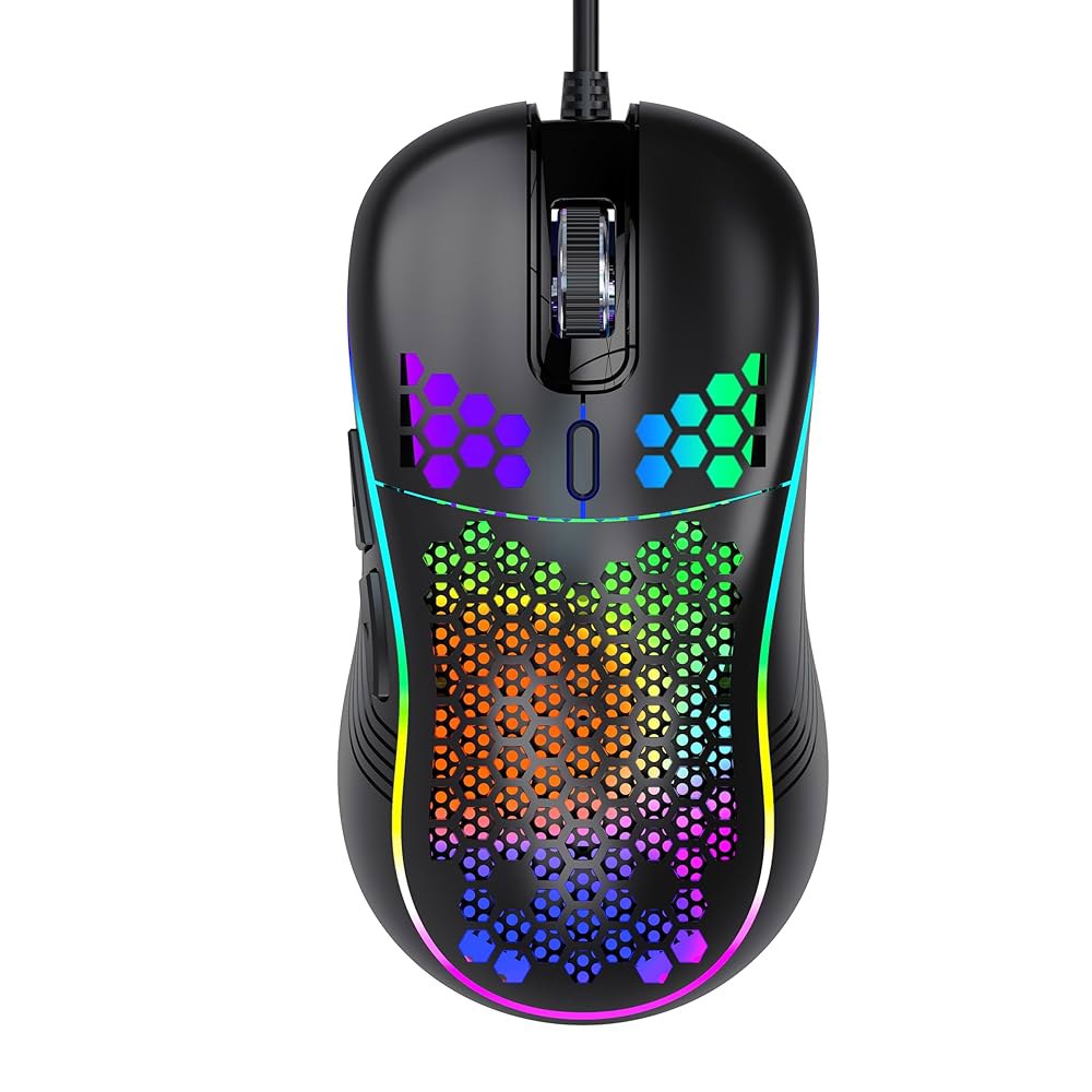디지털 크리에이션 DC G40U 유선 게이밍 마우스, RGB 허니콤 인체공학적 디자인, 4개의 DPI 레벨(1200 /2400 /4800 /7200), 광학 센서, 플러그 앤 플레 - 상품 이미지