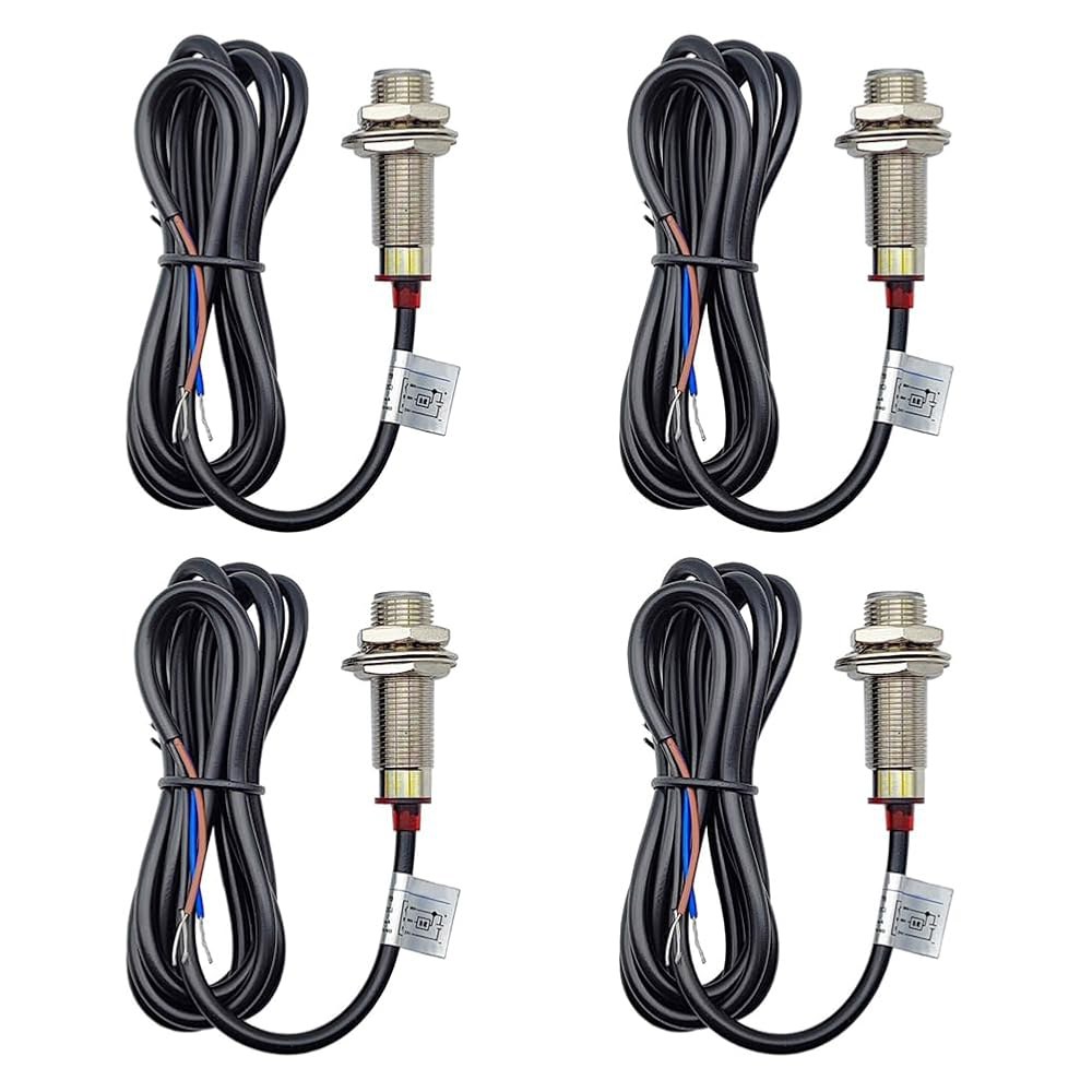Haldzemo NJK-5002C 홀 효과 센서 M12 근접 스위치 NPN NO 3 와이어 감지 접근 10mm 정상 개방(4팩) - 상품 이미지