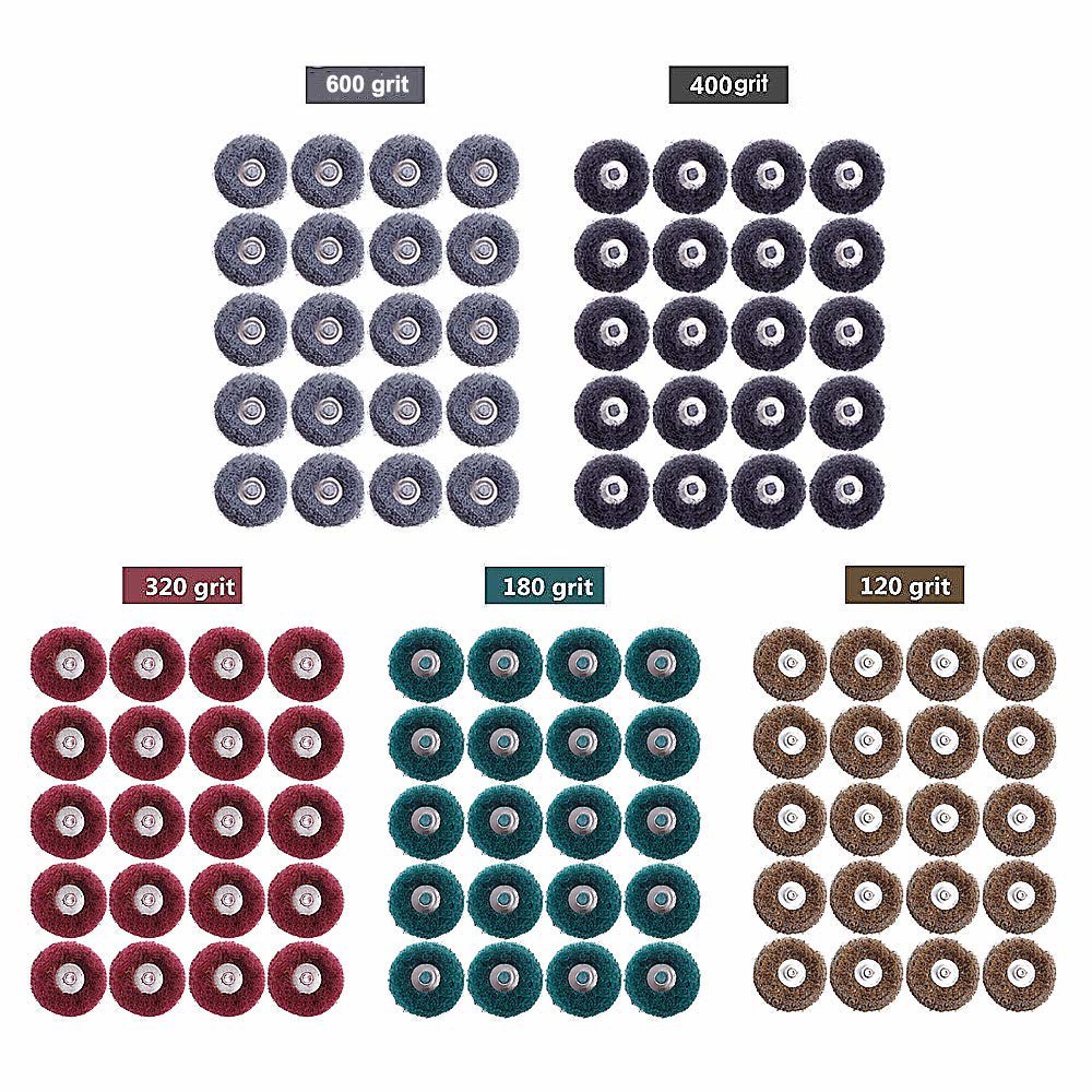 로카리스 100팩 연마 휠, 1인치(25mm) 버퍼 휠 버(회전 공구용)-1/8(3mm) 생크 50 - 상세 이미지 2