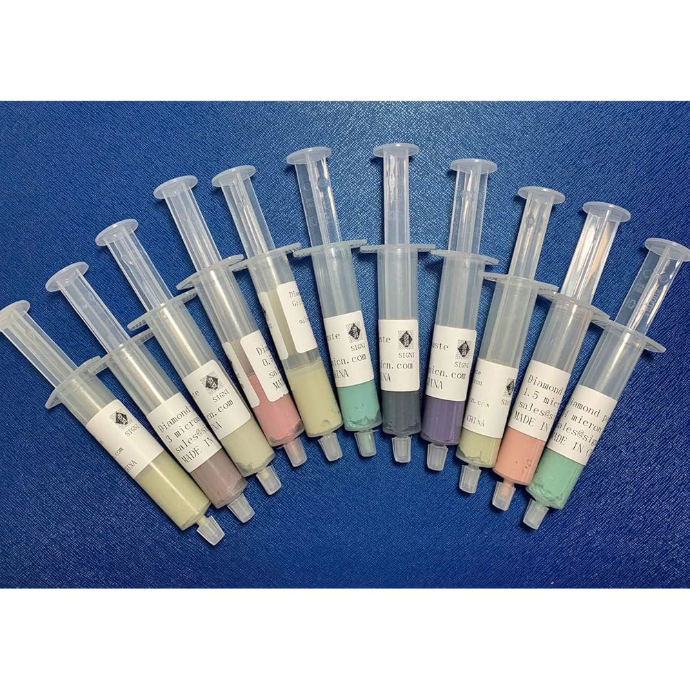 금속 및 보석 연마용 전문 다이아몬드 연마 페이스트 세트, 11개 0.5-40 마이크론 주사기, 각 5g (수계) Oil Based - 상품 이미지