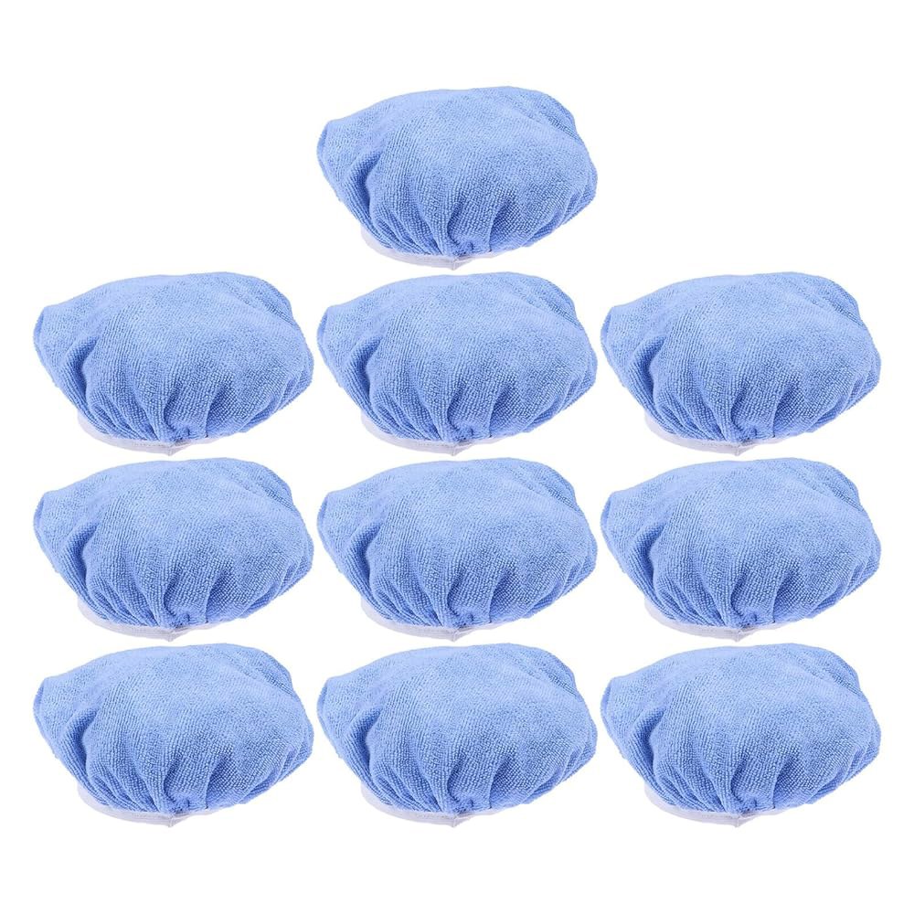 BESTOYARD 10pcs 극세사 자동차 연마 보닛 커버 9-10인치 버퍼 패드 키트, 자동 디테일링 및 왁스 처리 소프트 버핑 어플리케이터 포함 - 상품 이미지