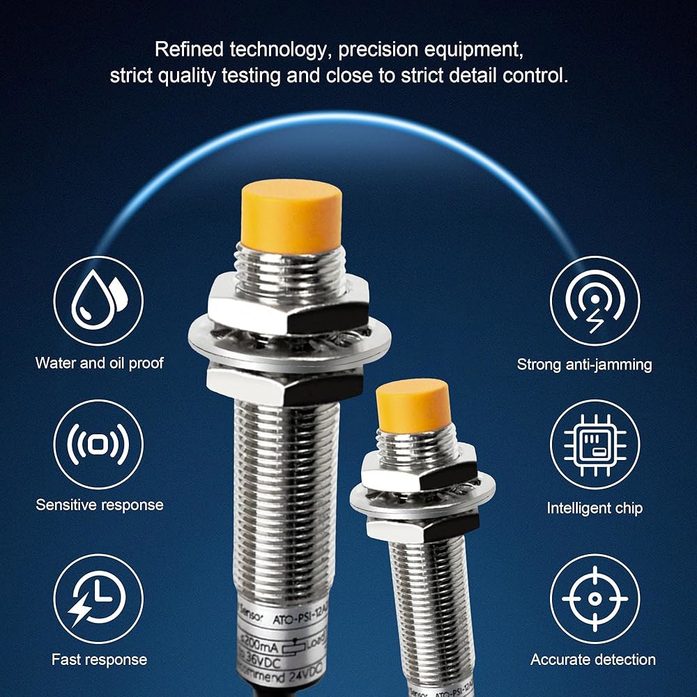 ATO M12 유도 근접 센서 스위치, 4Pcs 비실드 검출기 4mm NPN 정상 개방(NO) 접근 센서, PLC와 직접 연결 2 pcs proximity sensor - 상세 이미지 2