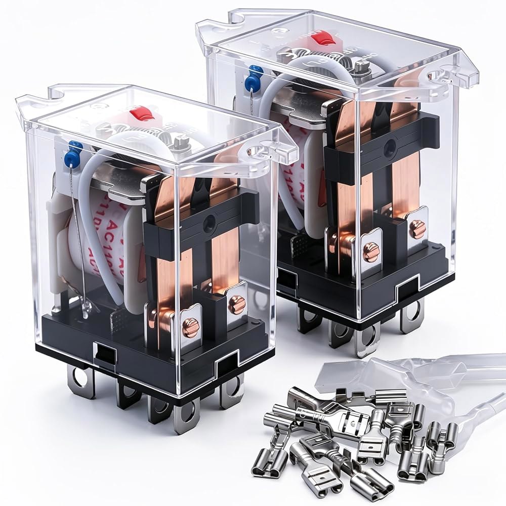 mxuteuk 2pcs AC 110V / 120V 코일 8핀 10A DPDT LED 표시등 전자기 파워 릴레이 범용 JQX-13F-DZ-AC110V DC 12V - 상품 이미지