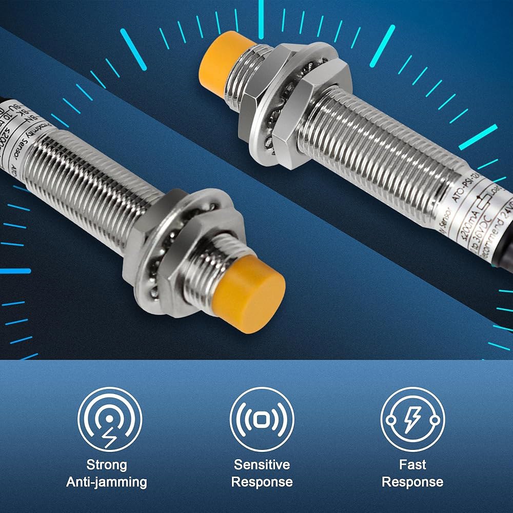 ATO M12 유도 근접 센서 스위치, 4Pcs 비실드 검출기 4mm NPN 정상 개방(NO) 접근 센서, PLC와 직접 연결 2 pcs proximity sensor - 상세 이미지 3