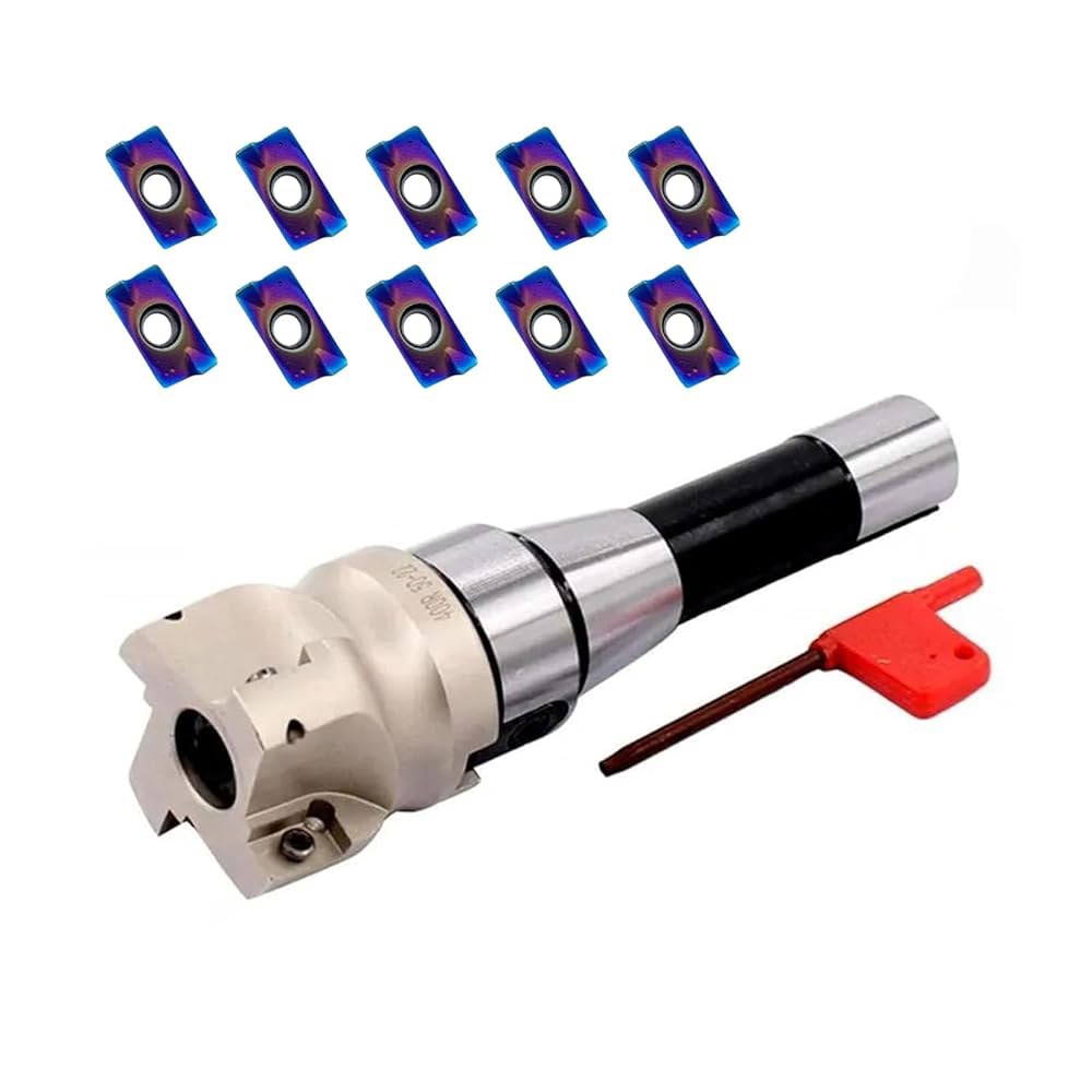 Zouzmin 2인치 R8-FMB22 페이스 밀 아버(BAP400R 50-22-4T 50mm/1.9인치 밀링 홀더 CNC 엔드 쉘 커터, 10개 APMT1604PDER 카바이드 - 상품 이미지