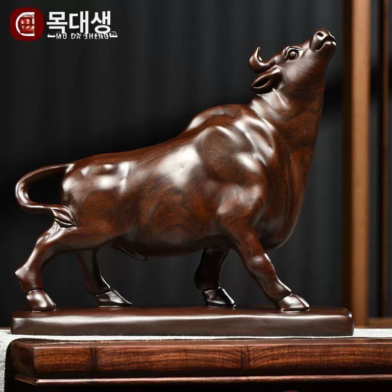 황소모형 소 조각상 행운 나무 거실 인테리어모형 개업 축제 원목 사무실 상승장 - 상세 이미지 2