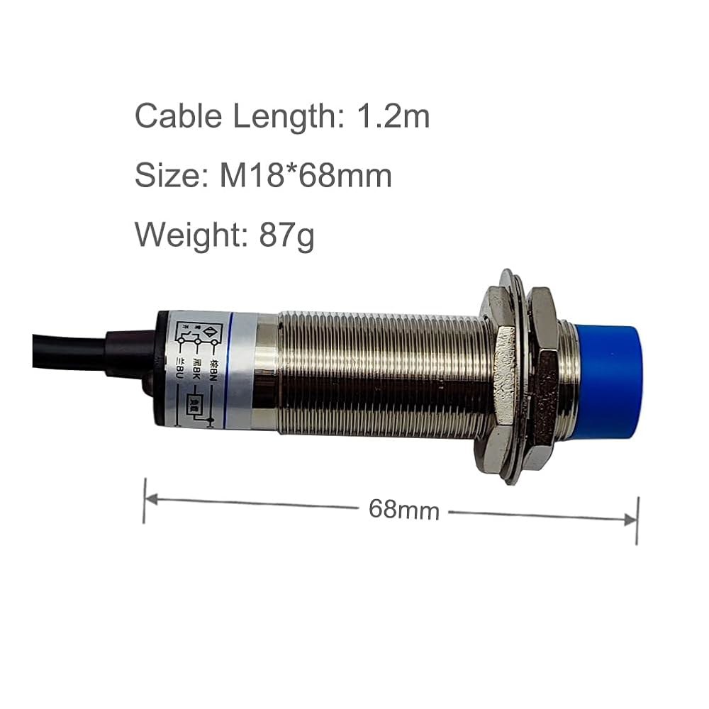 Haldzemo 유도 근접 센서 M18 LJ18A3-8-Z /BX 일반 개방형 감지 접근 스위치 8mm NPN NO 3 와이어 DC 6V-36V (2팩) - 상세 이미지 2