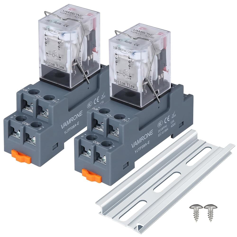 2PCS 전자기 파워 릴레이, 소켓 베이스, LED 표시등, DPDT 2NO 2NC - MY2NJ [DIN 레일 시스템에 적용 가능] DC 6V 14 Pin 1 - 상품 이미지