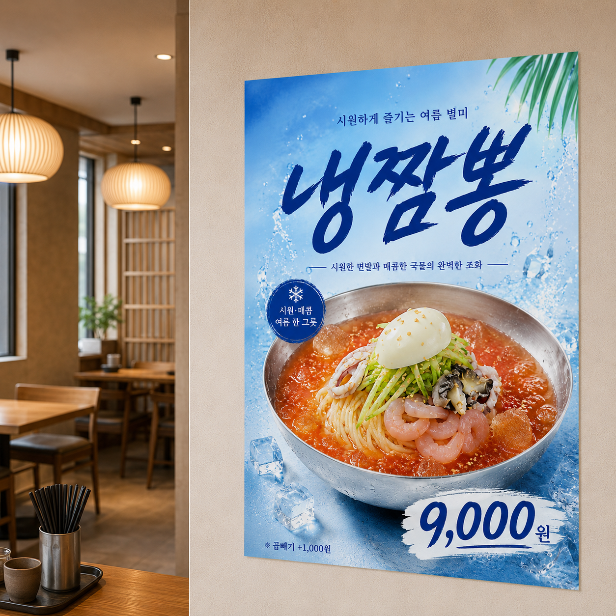 냉짬뽕 포스터 제작 여름 메뉴 인쇄 디자인 식당 B 반광택 인화지 235g A3 - 상품 이미지