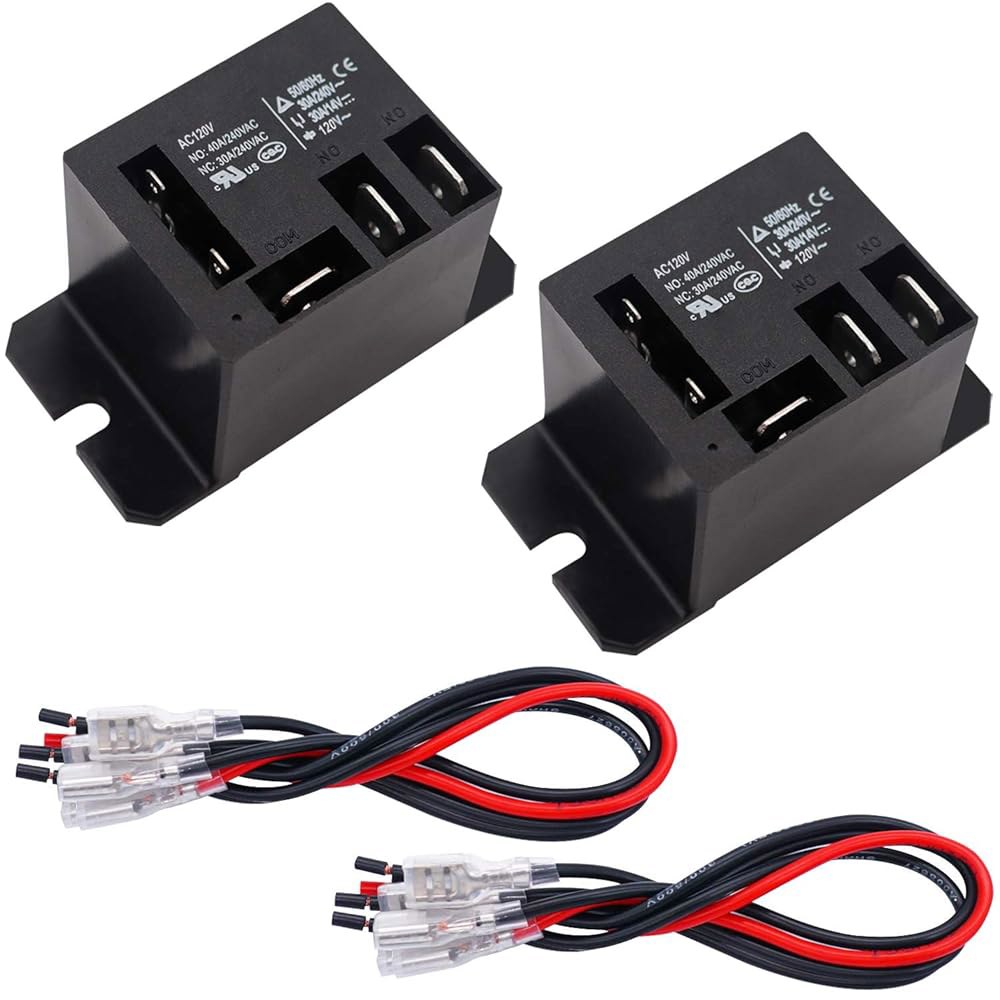 Tnisesm 2PCS 파워 릴레이 AC120V 코일, 플랜지 장착 및 10개의 퀵 커넥트 단자 와이어 미니 NT90-AC120V-10X DC12V 1PCS - 상품 이미지