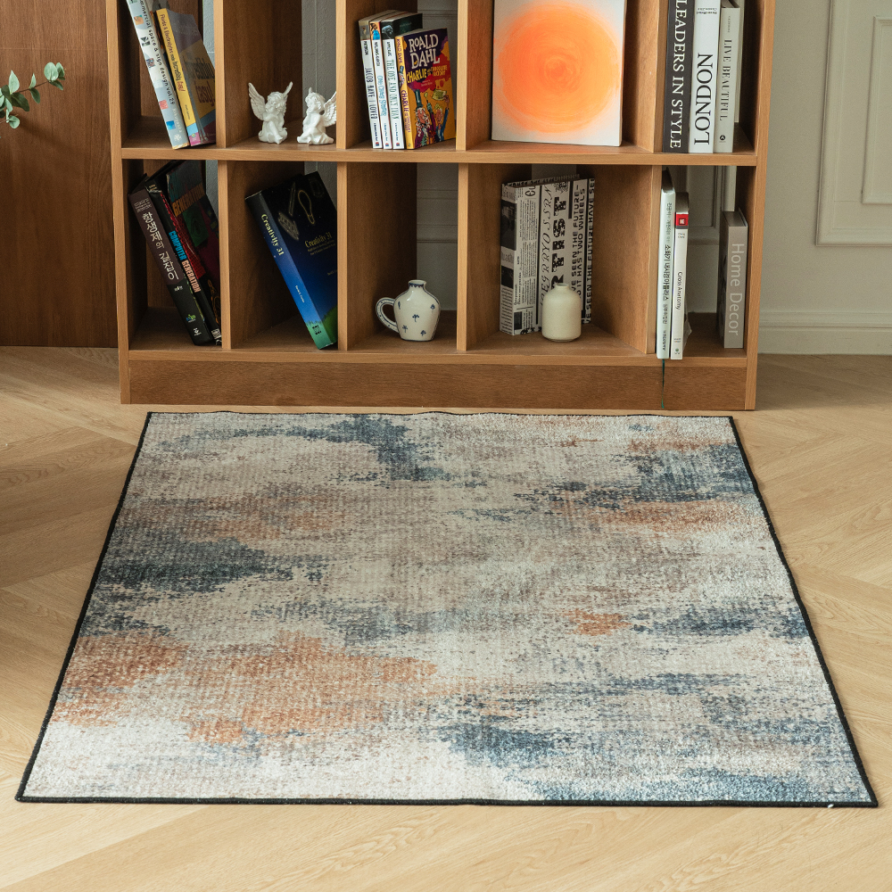 빈티지 블루 스톤 텍스쳐 디자인 러그 카페트 One Color, 150x200cm 이미지 6
