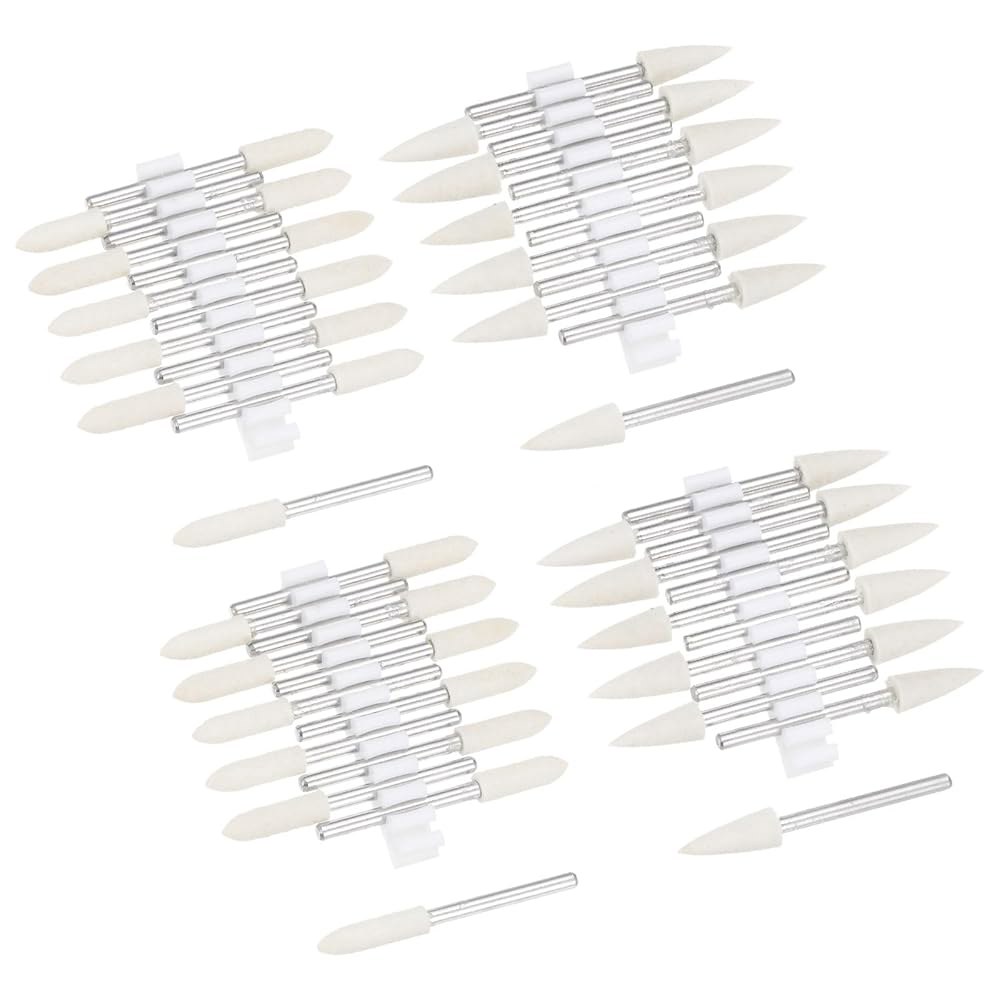 uxcell 3mm 6mm 울 펠트 장착 포인트 테이퍼드 원뿔형 연마 비트 버프 휠, 1/8인치 섕크 48개 포함 - 상품 이미지