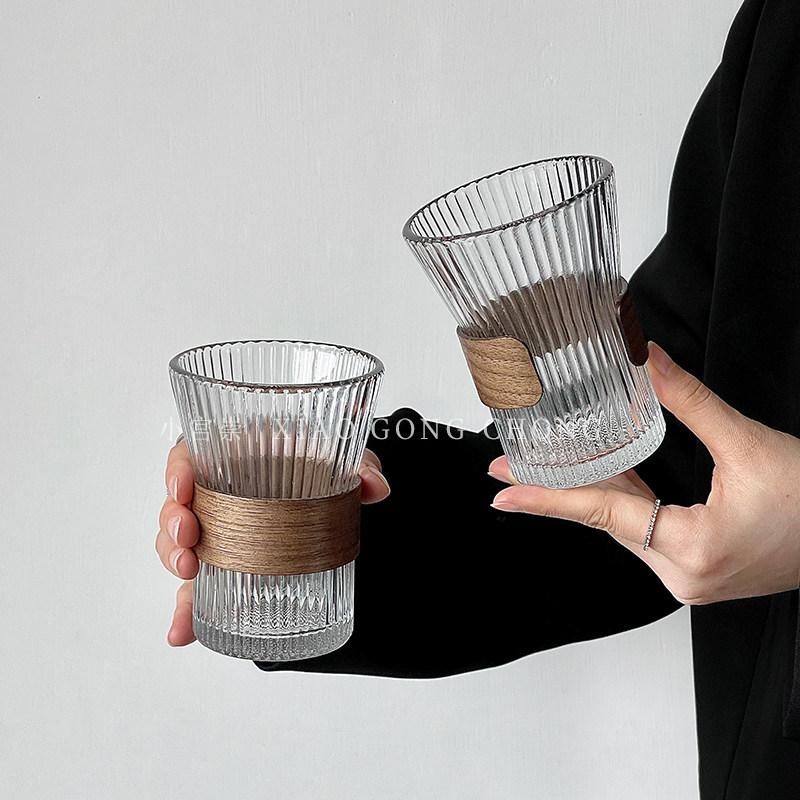 북유럽 아이스아메리카노잔 플랫화이트 우드링 300ml - 상세 이미지 3