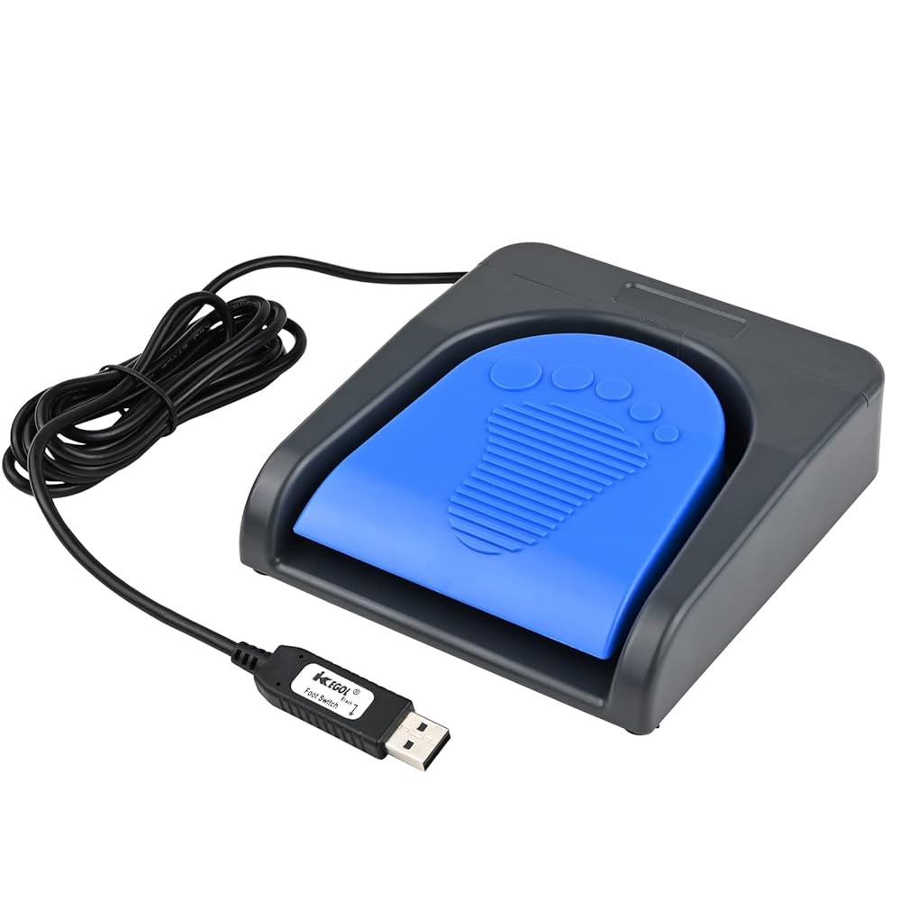 iKKEGOL 업그레이드된 USB 싱글 풋 페달 스위치 제어 원 키 프로그램 맞춤형 컴퓨터 키보드 마우스 게임 액션 HID(블루 페달) Single Pedal - 상세 이미지 3
