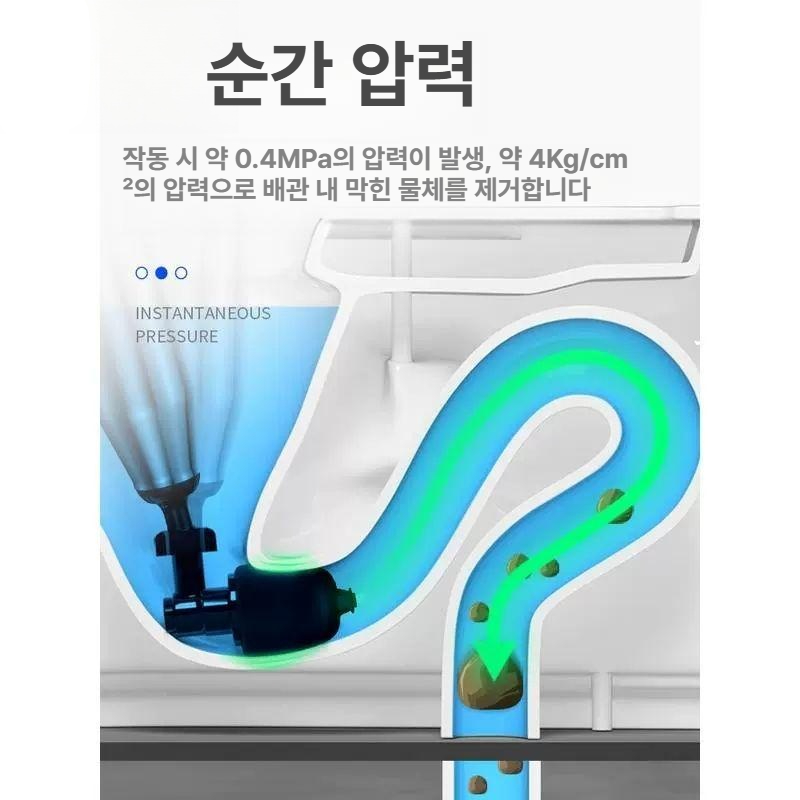 에어 파이프 청소기 충전식 배수구 막힘 제거 화장실 드레인 뚫음 고압 - 상세 이미지 3