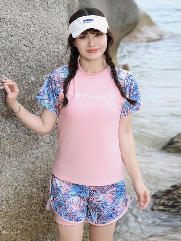 할머니래쉬가드 부모님 캡내장반팔래쉬가드 60대 아줌마수영복 엄마 - 상세 이미지 2