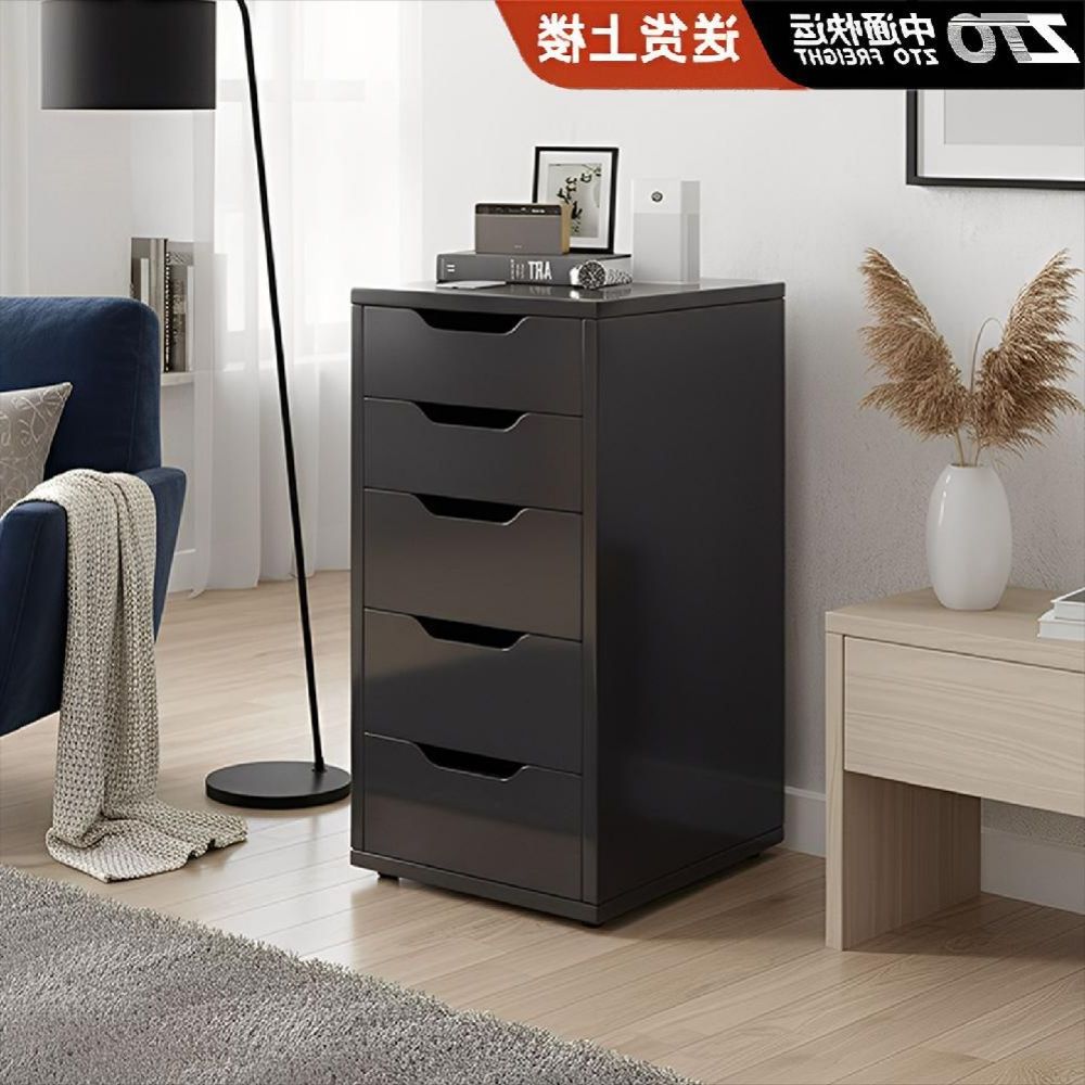 이동식 바퀴 사무실 서랍 수납장 책상서랍 서랍장 회전 책상 선반 데스크 5단 히든블랙 36x60x70cm - 상품 이미지