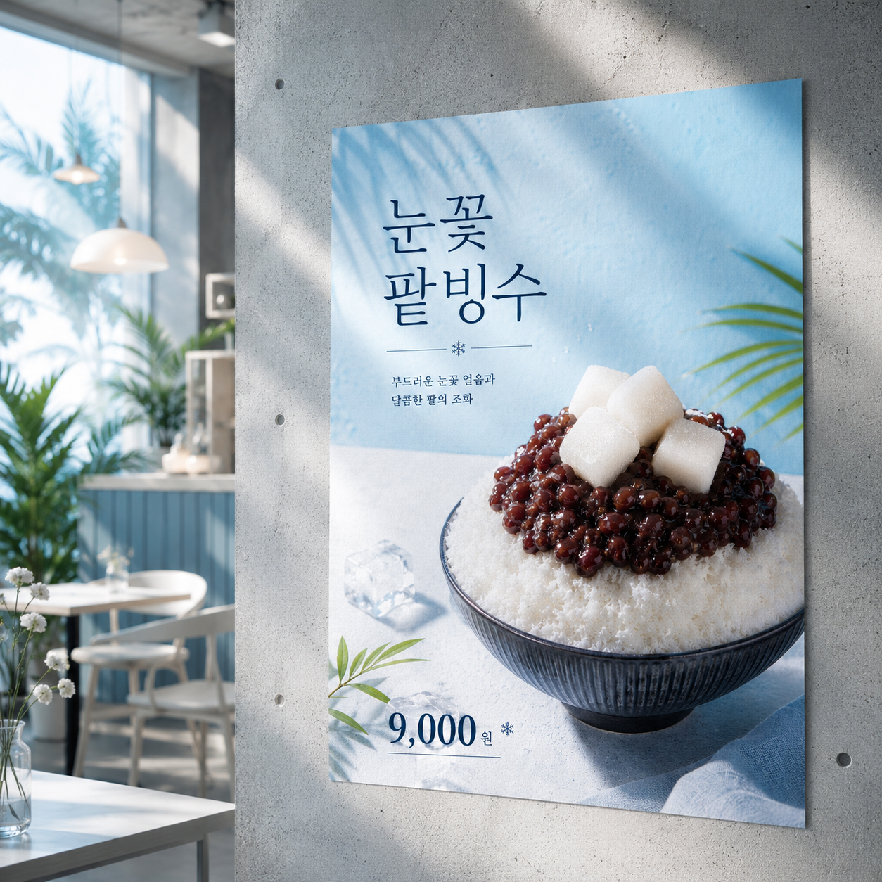 눈꽃빙수 포스터 제작 메뉴 인쇄 디자인 카페 B 반광택 인화지 235g A3 - 상품 이미지