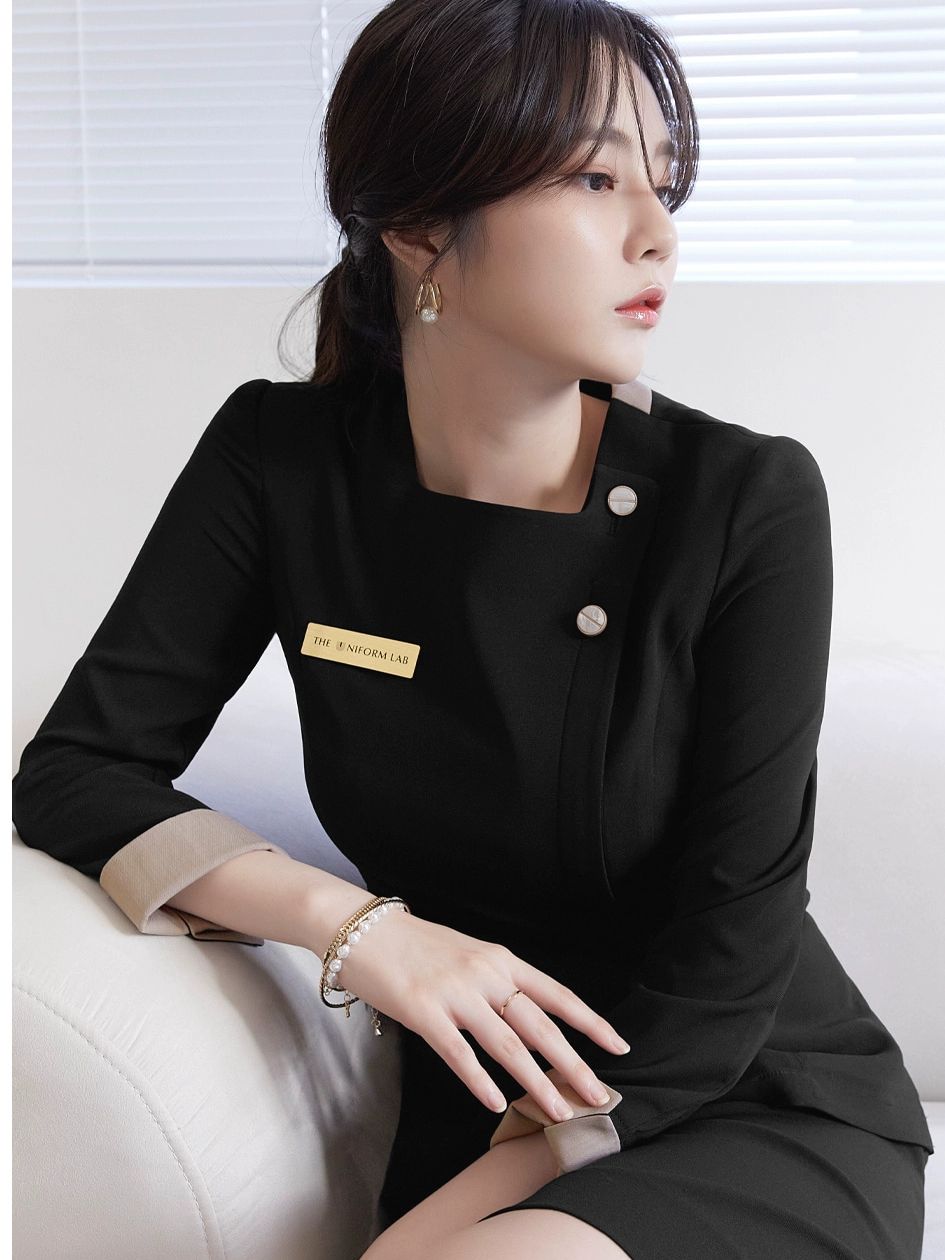 호텔 프런트 유니폼 미용실 성형외과 접수원 봄 가을 전문가용 스커트 정장 패션의류 작업복 - 상세 이미지 5