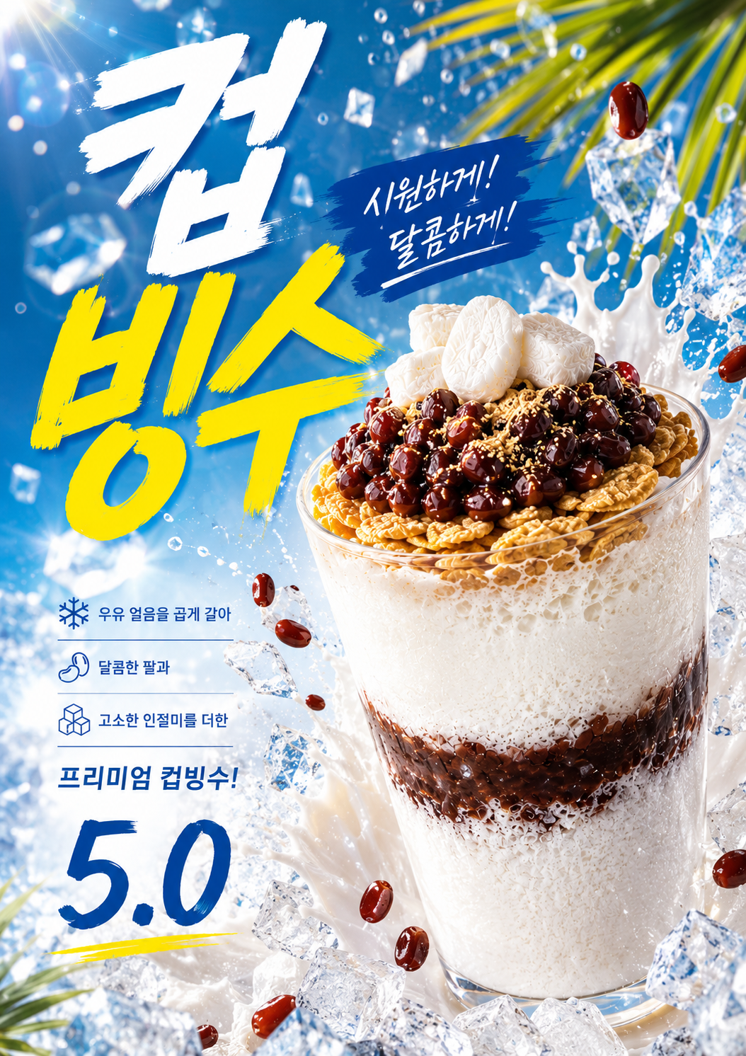 컵빙수 포스터 제작 메뉴 인쇄 디자인 카페 D 반광택 인화지 235g A3 - 상세 이미지 2