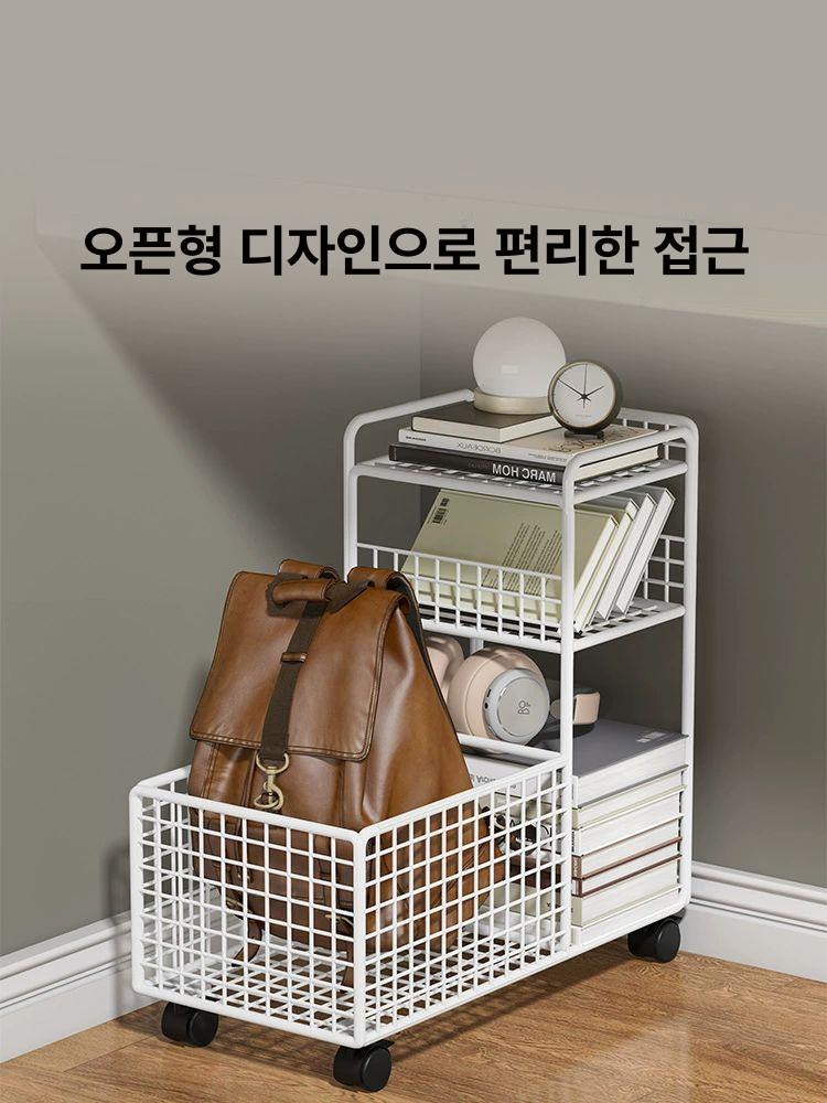이동식 책꽂이 책상 선반 2단 모니터 거치대 수납 철제 워크테이블 - 상세 이미지 4