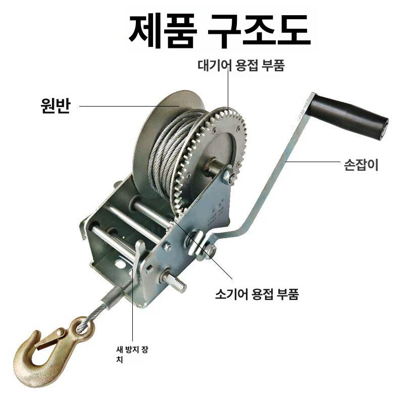수동 핸드윈치 소형 도르래 호이스트 벨트식 블럭 리프팅 장비 건설용 - 상세 이미지 4