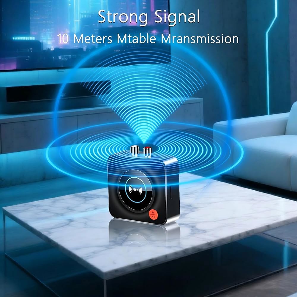 홈 스테레오용 블루투스 수신기, NFC 퀵 페어, 3.5mm AUX/RCA, TF 카드 슬롯, 음악 스트리밍 스테레오 시스템용 무선 오디오 어댑터 저지연 - 상세 이미지 2
