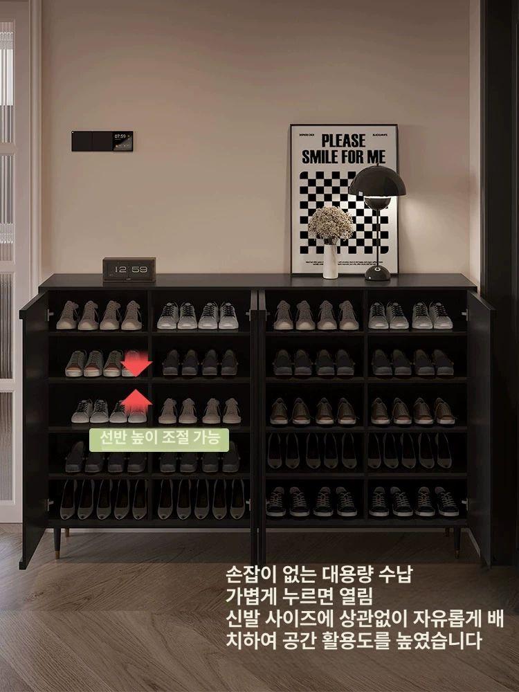 현관신발장 블랙 캐비닛 슬림형 거실수납장 심플디자인 정리용품 보관함 - 상세 이미지 5