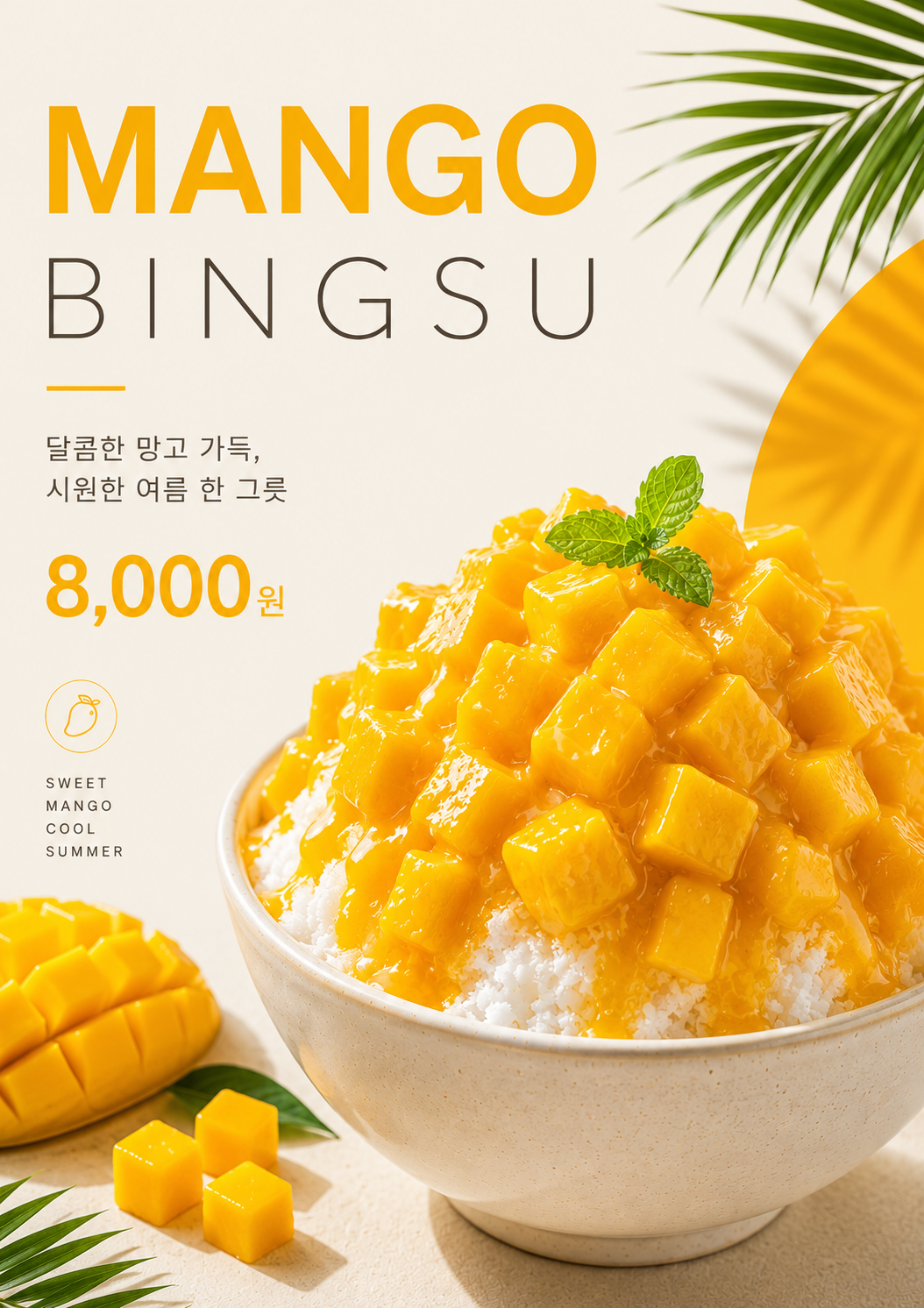 망고빙수 포스터 제작 메뉴 인쇄 디자인 카페 E 반광택 인화지 235g A3 - 상세 이미지 2