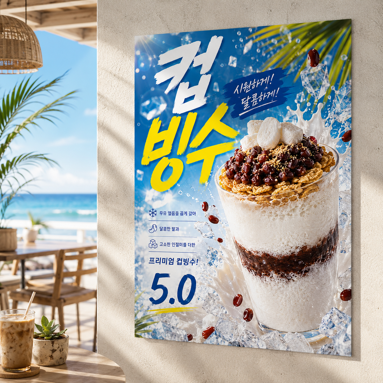 컵빙수 포스터 제작 메뉴 인쇄 디자인 카페 D 반광택 인화지 235g A3 - 상품 이미지