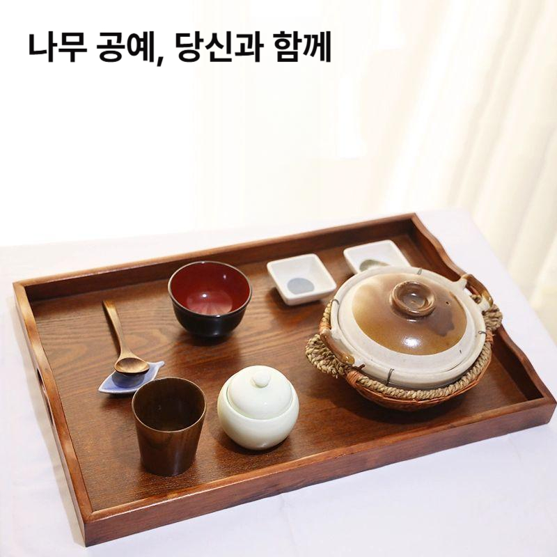 목재 원형 쟁반 대형 카페용 손잡이 소반 대나무 원목 트레이 - 상세 이미지 3