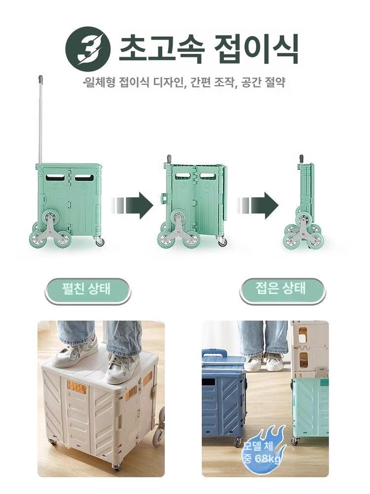 접이식 손수레 대용량 50리터 야외 캠핑 장보기 바퀴 이동식 핸드카트 정원용 - 상세 이미지 2