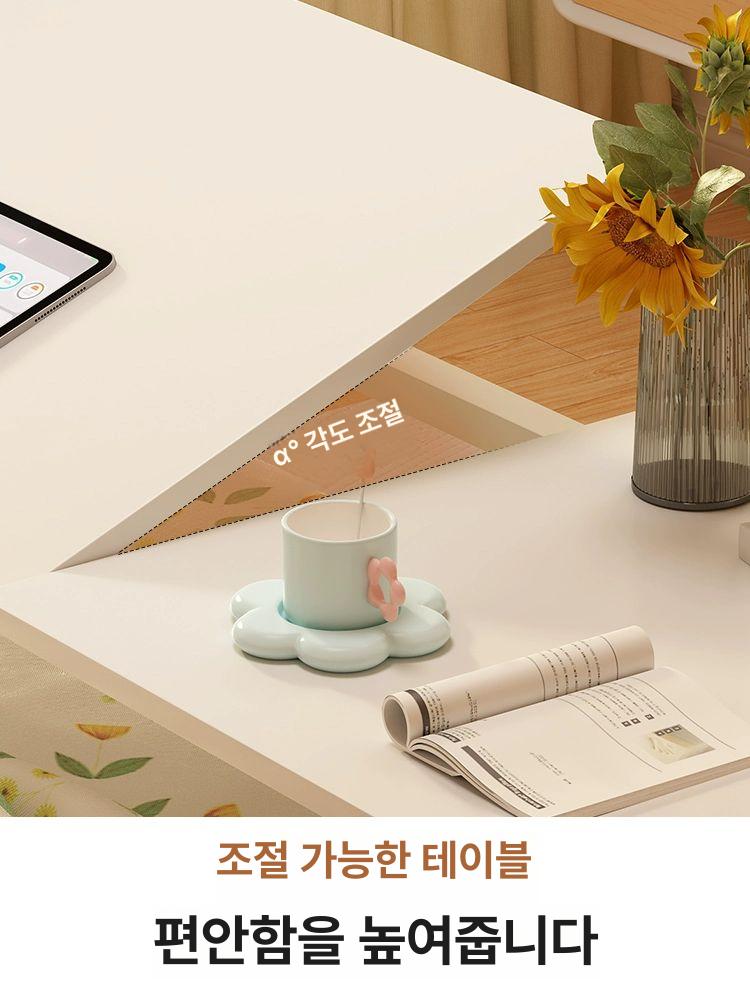 침대 옆 테이블 높이조절 이동식 노트북 책상 원목 슬라이딩 거실용 베드사이드 책상 - 상세 이미지 2