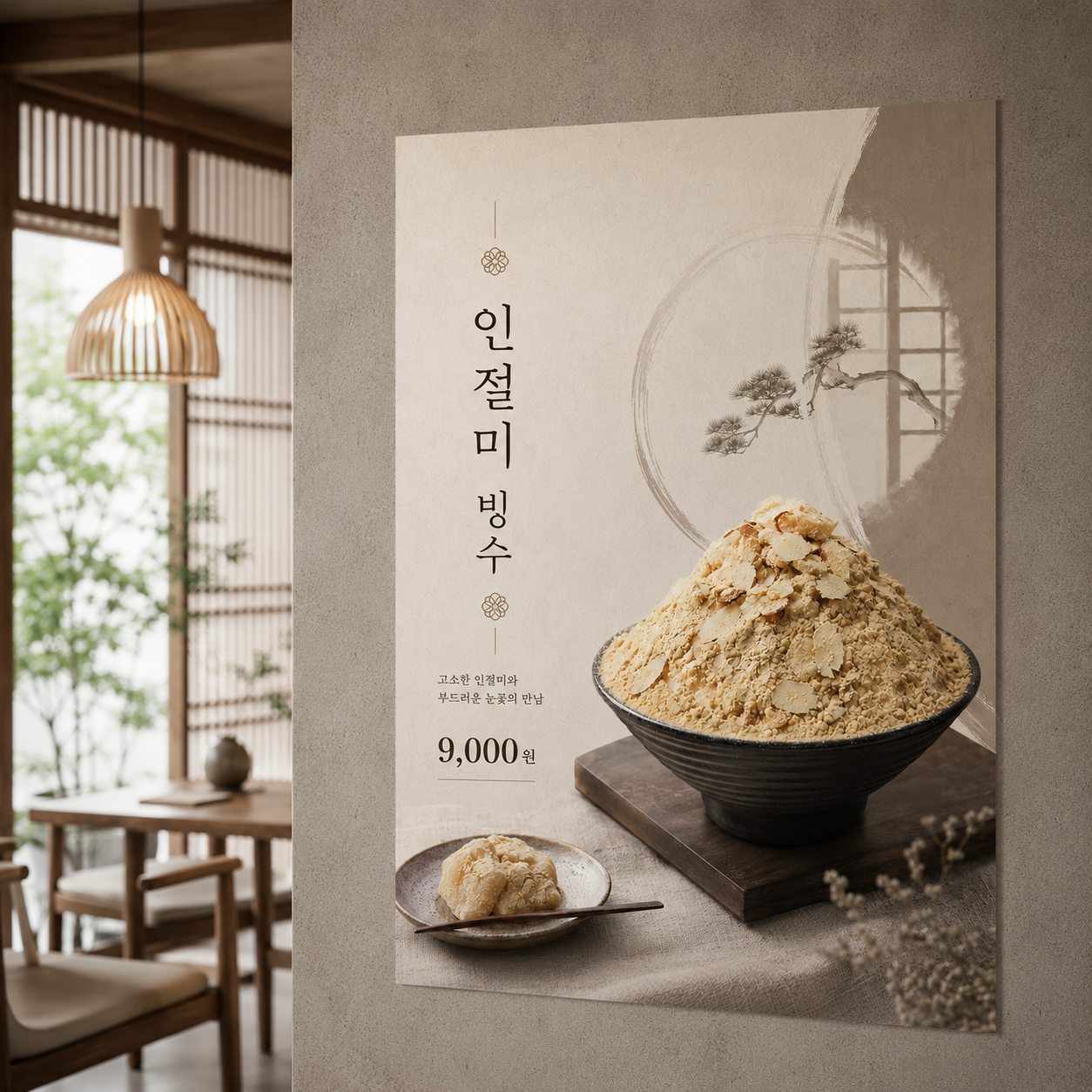 인절미빙수 포스터 제작 메뉴 인쇄 디자인 카페 B 반광택 인화지 235g A3 - 상품 이미지