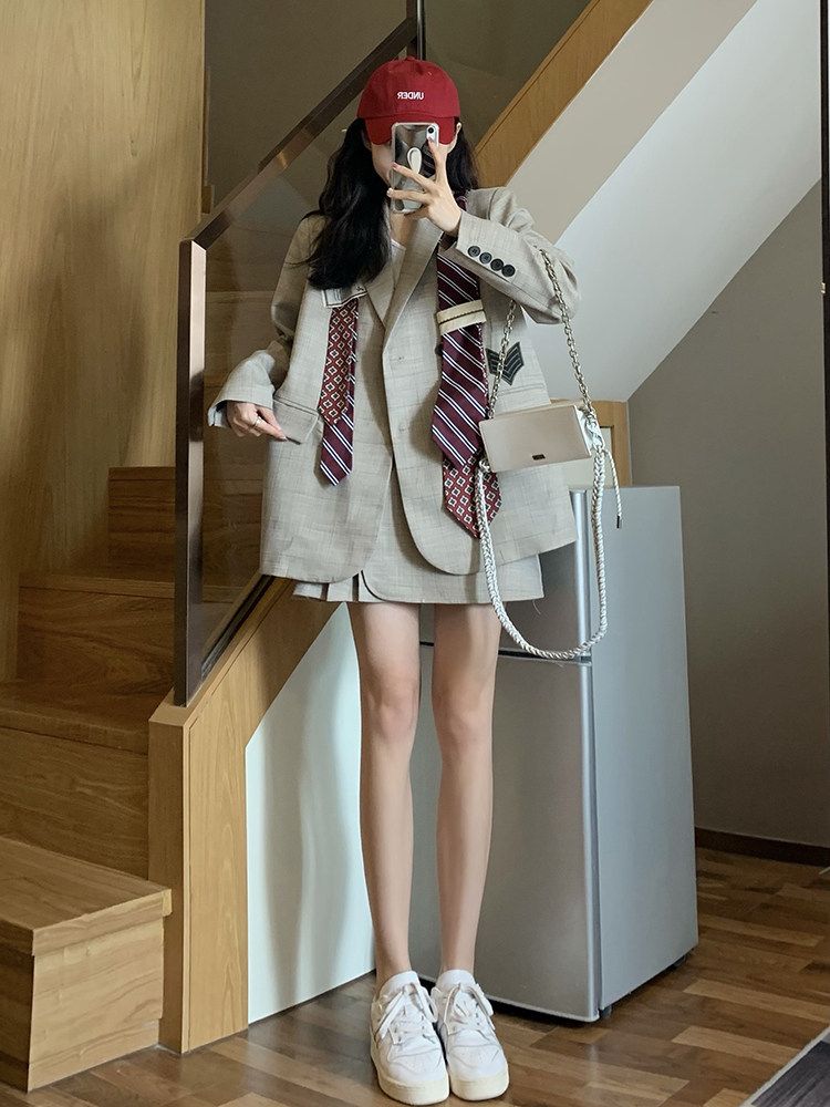 투피스 셋업 팬츠 실크 정장 반팔 반바지 스커트 캐주얼 캐주얼투피스세트 반팔티 캐주얼세트 사진 색상 S - 상세 이미지 5